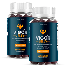 Two bottles of Vigor Jelly men's performance gummies — 60-day supply package