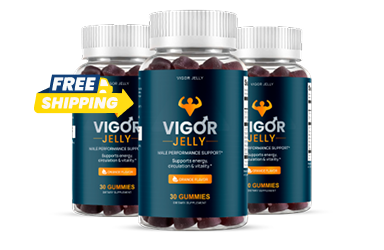 Three bottles of Vigor Jelly men's performance gummies — 90-day supply package